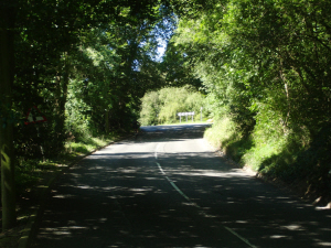 Clarkes Lane, Tatsfield. Can you see the black clad ninja cyclist in the shadows?
